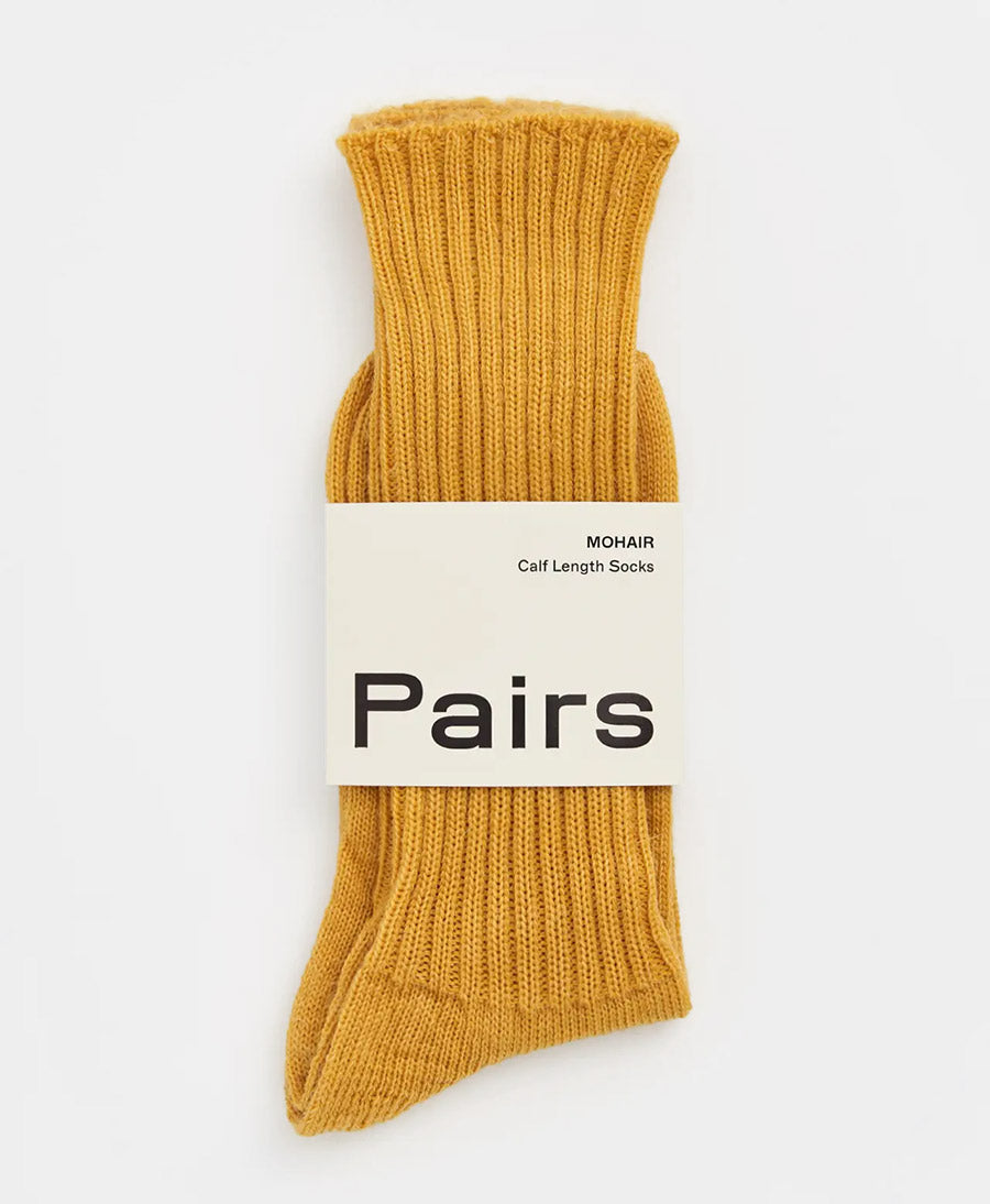 Mohair Socken - Gerippt - Goldgelb