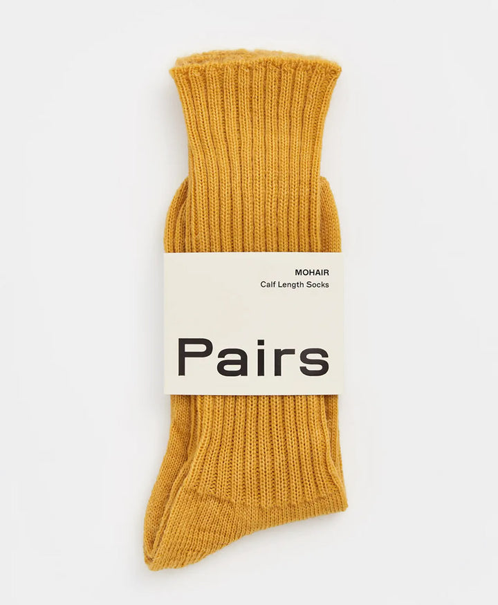 Mohair Socken - Gerippt - Goldgelb