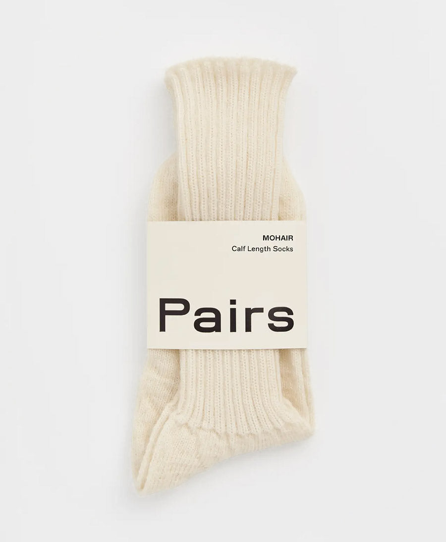 Mohair Socken - Gerippt - Creme
