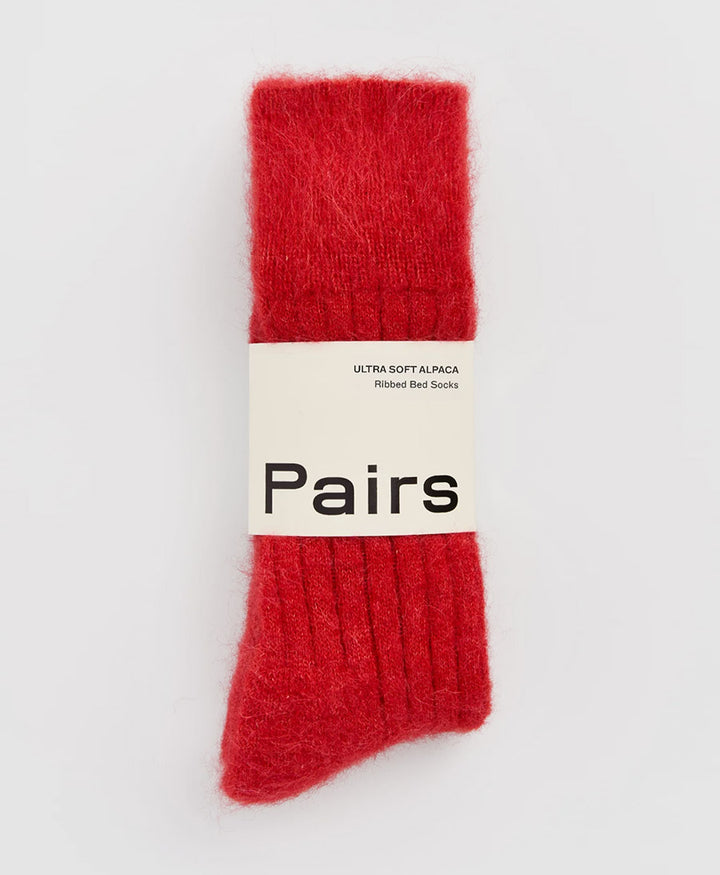 Weiche Alpaka Socken - Gerippt - Rot