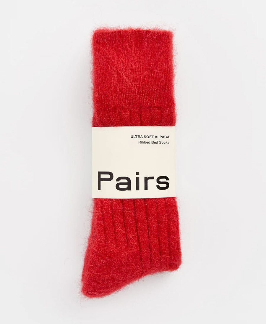 Weiche Alpaka Socken - Gerippt - Rot