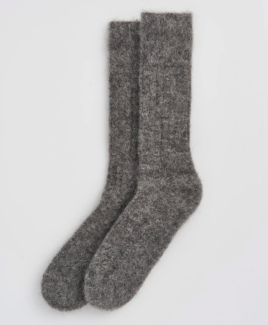 Weiche Alpaka Socken - Gerippt - Rauchgrau