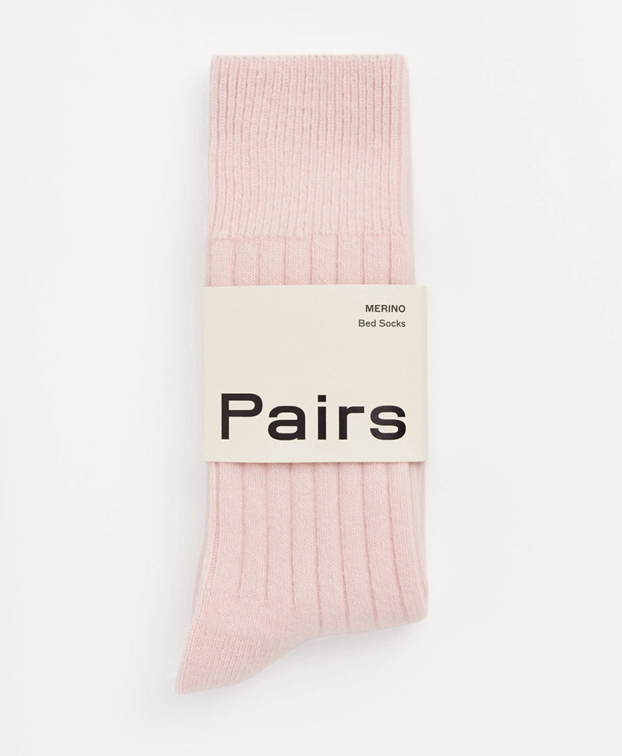 Merino Socken - Gerippt - Pastellrosa