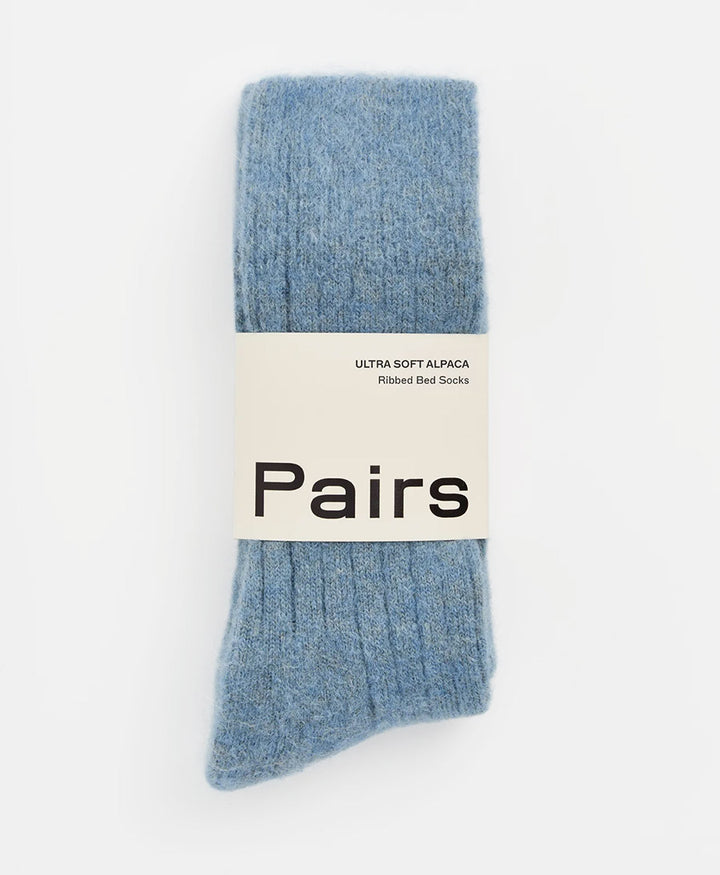Weiche Alpaka Socken - Gerippt - Hellblau
