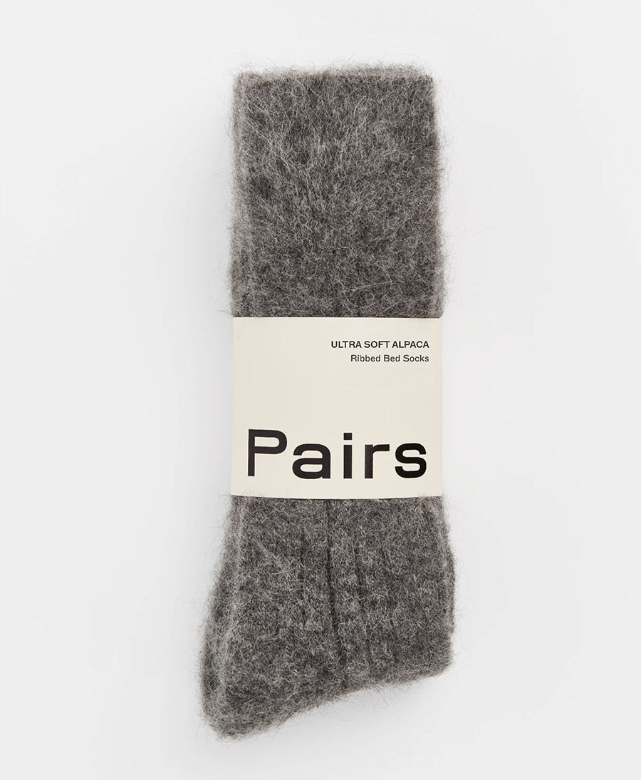 Weiche Alpaka Socken - Gerippt - Rauchgrau
