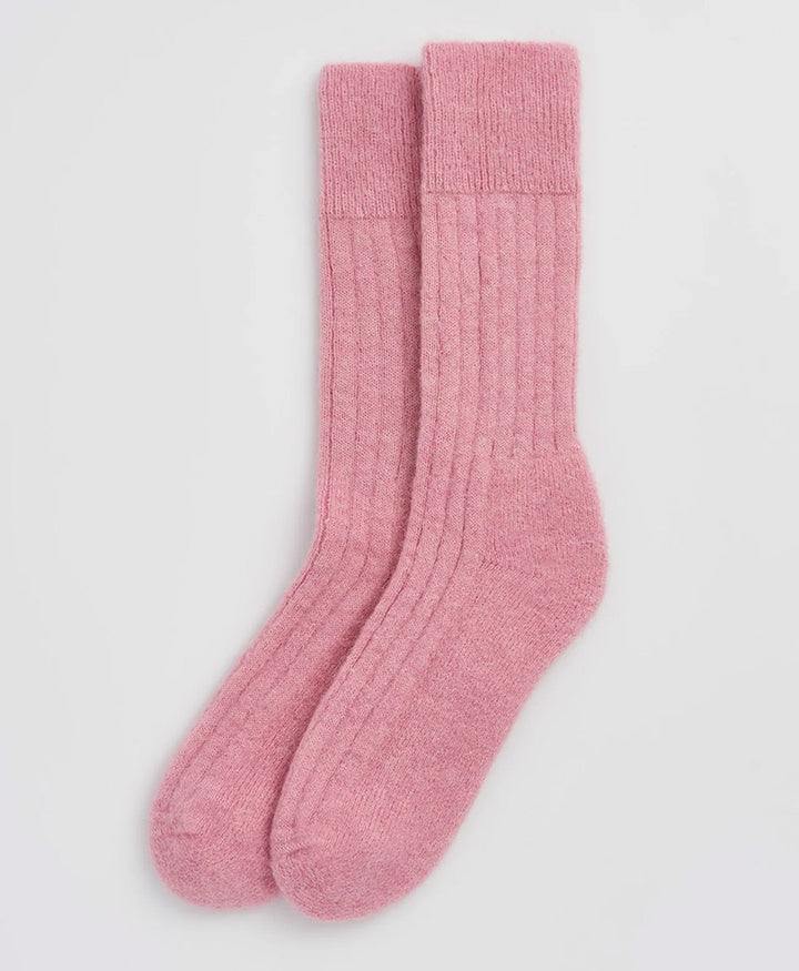 Weiche Alpaka Socken - Gerippt - Rosa