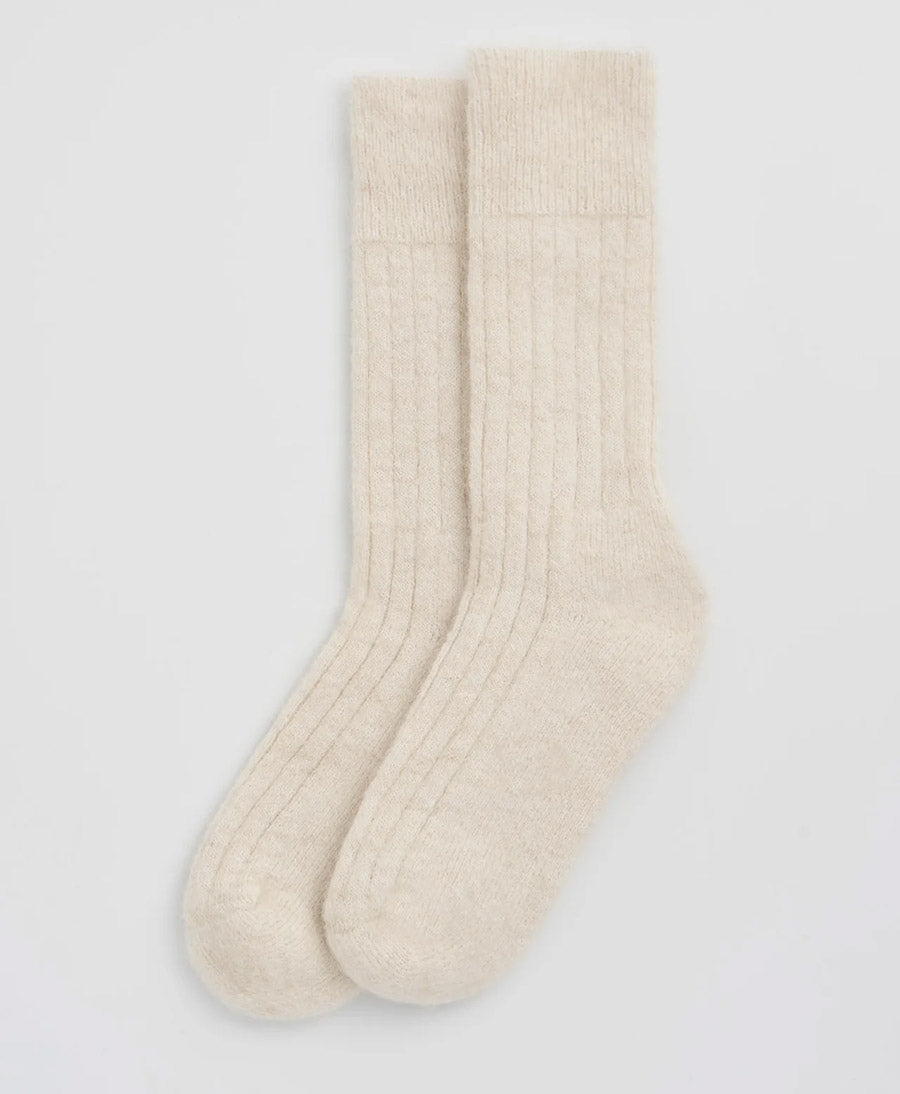 Weiche Alpaka Socken - Gerippt - Creme