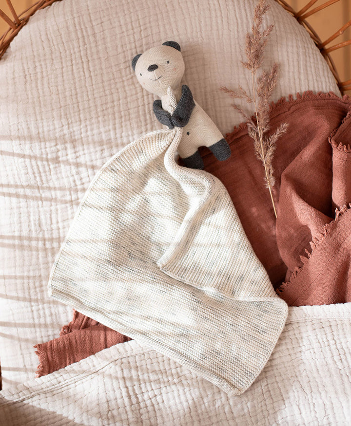 Nuschi / Kuscheltuch - Panda - Natur meliert