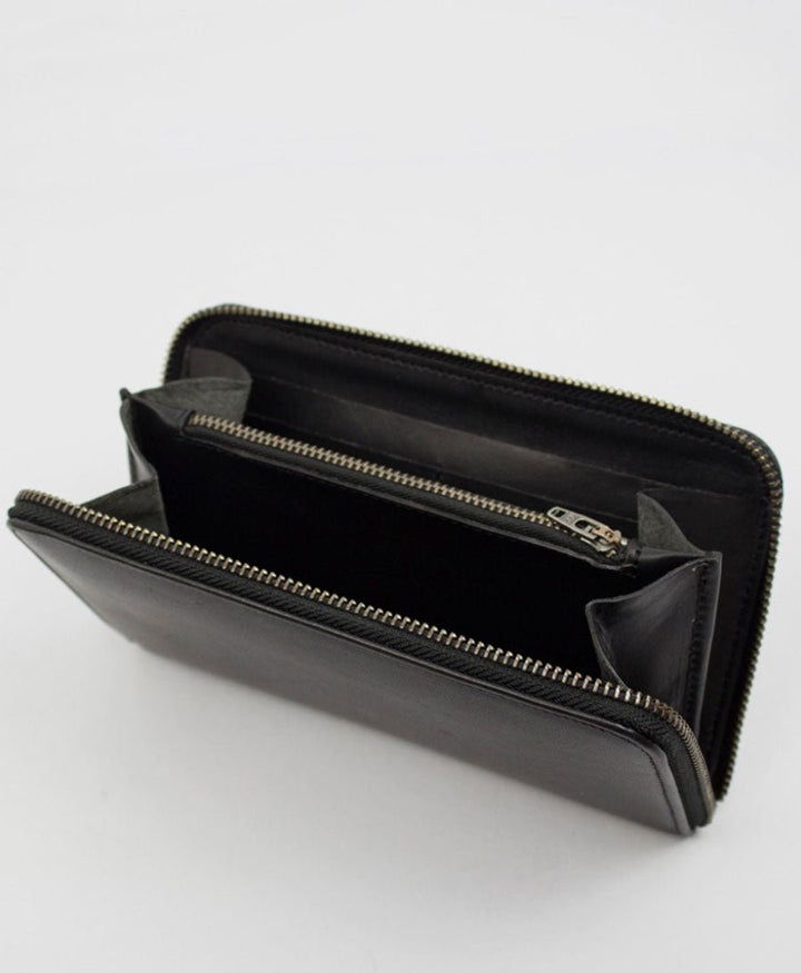 Portemonnaie mit Reissverschluss aus schwarzem Leder - Le Bas - clomes