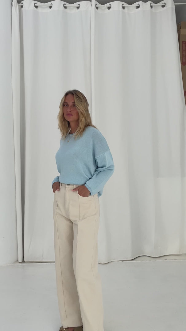Strickpullover Sofie aus Baumwolle - Hellblau