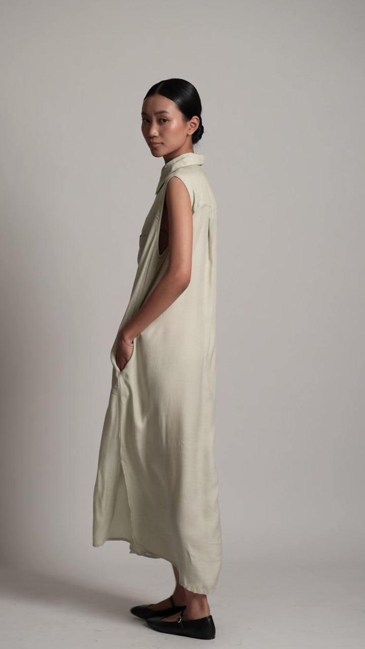 Ärmelloses Hemdkleid - Natur