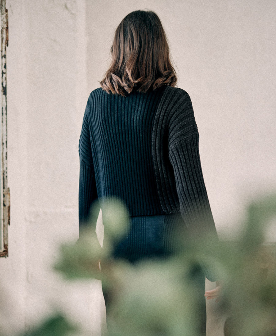 Strickpullover aus Bio-Baumwolle - Schwarz / Dunkelgrau