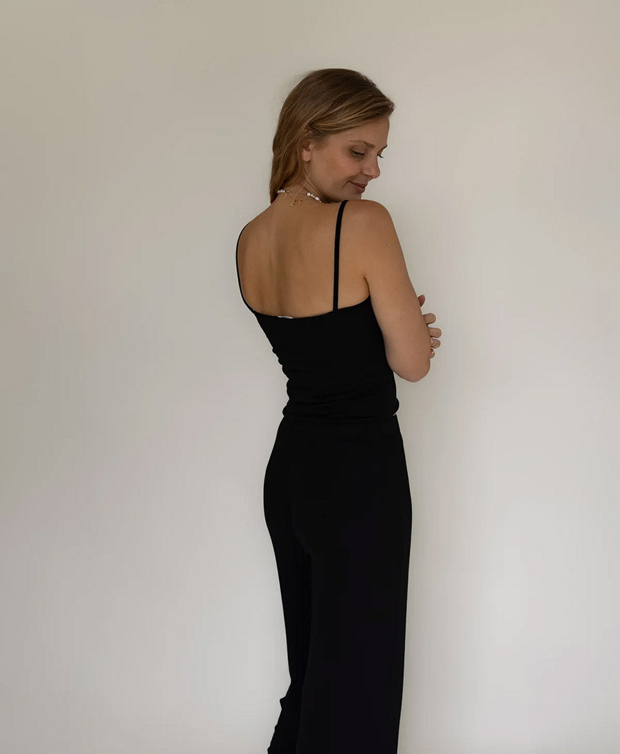 Top SPAGHETTI TANK RIB - Schwarz