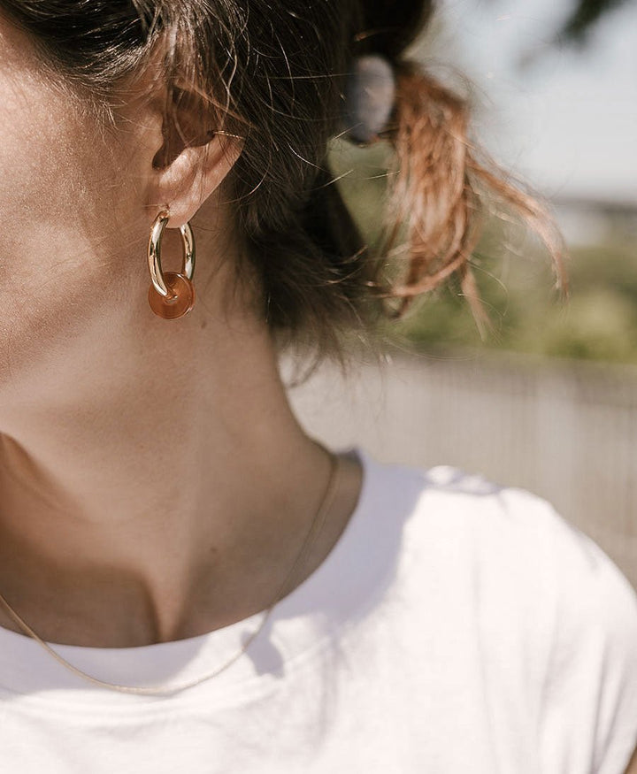 Runde Anhänger für Creolen aus Acetat - Caramel - Clomes - clomes