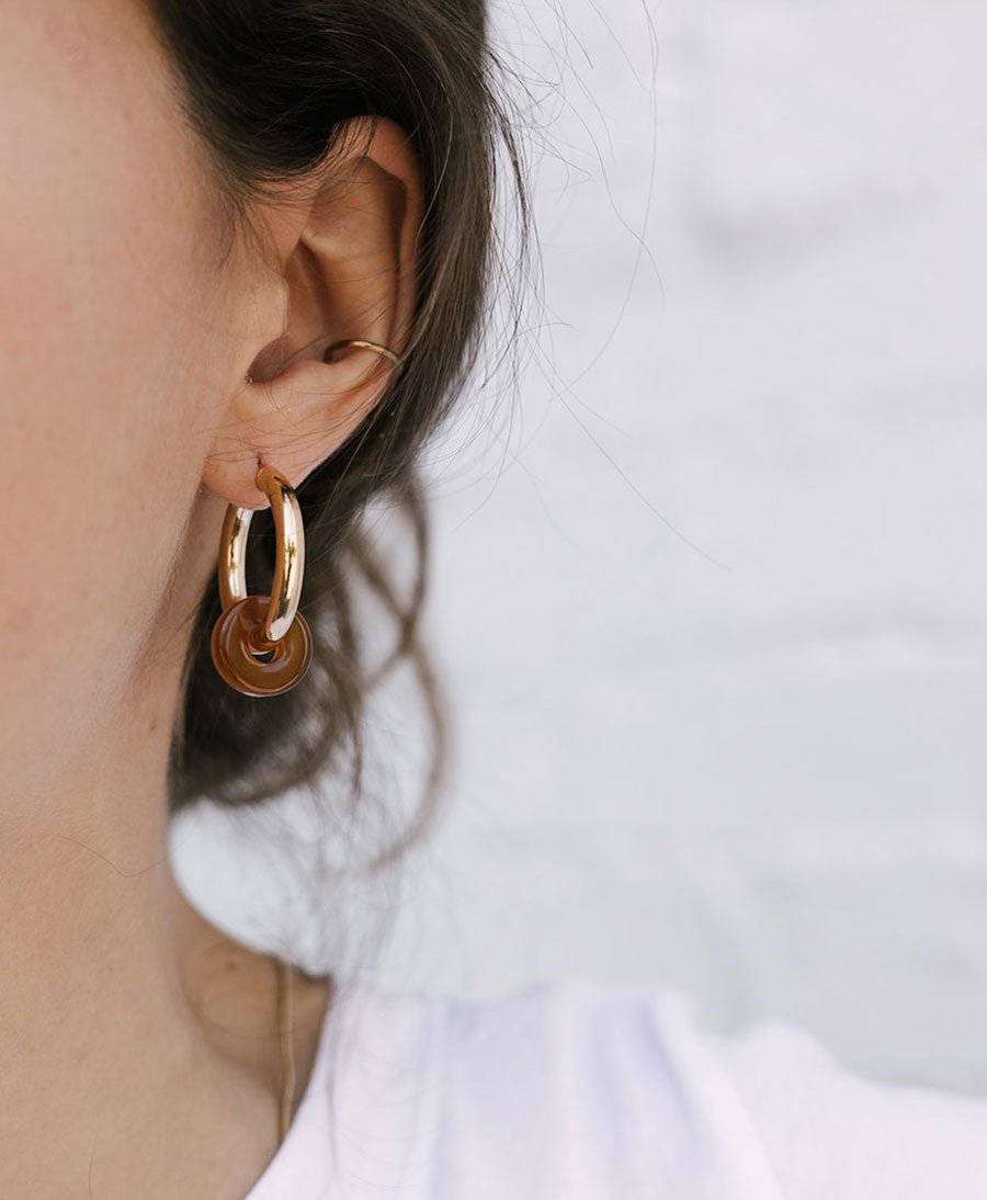 Runde Anhänger für Creolen aus Acetat - Caramel - Clomes - clomes
