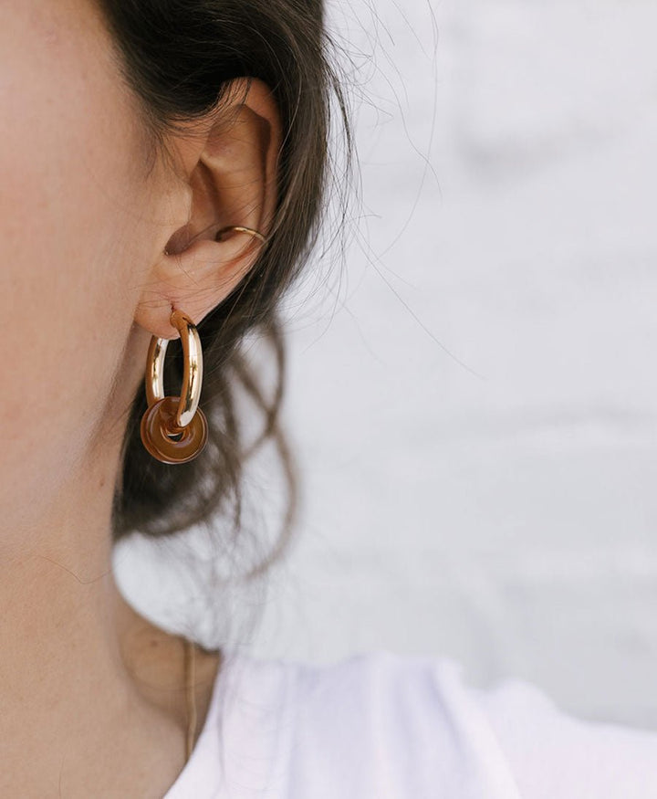 Runde Anhänger für Creolen aus Acetat - Caramel - Clomes - clomes