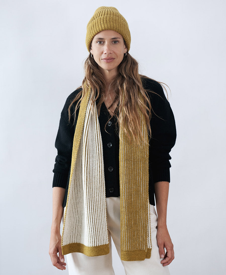 Strickschal BROOKE - Moss Green - Creme