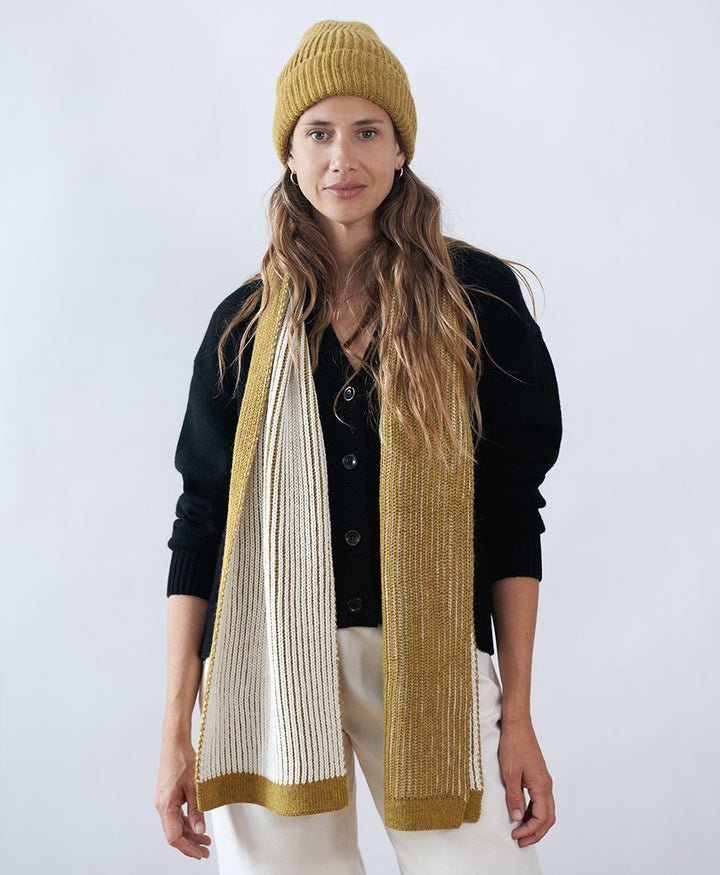 Strickschal BROOKE - Moss Green - Creme