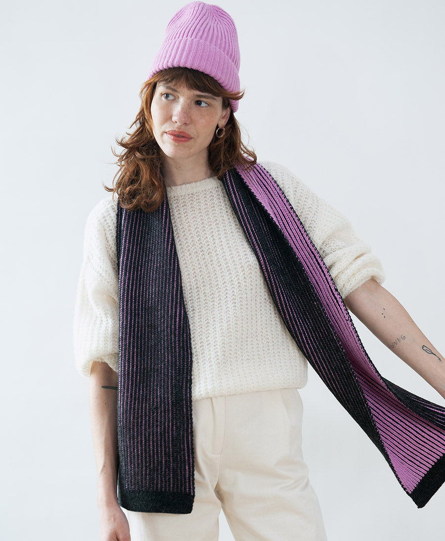 Strickschal BROOKE - Anthracite - Pink