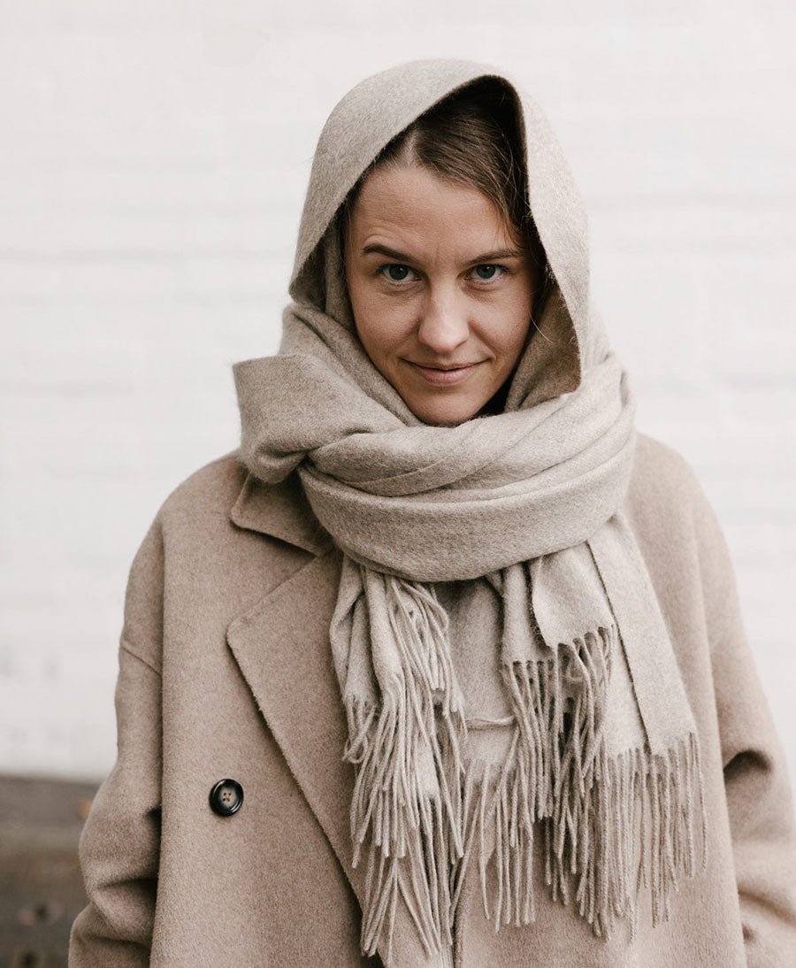 Schal / Halstuch aus Kaschmir - beige / sand - Oats & Rice - clomes