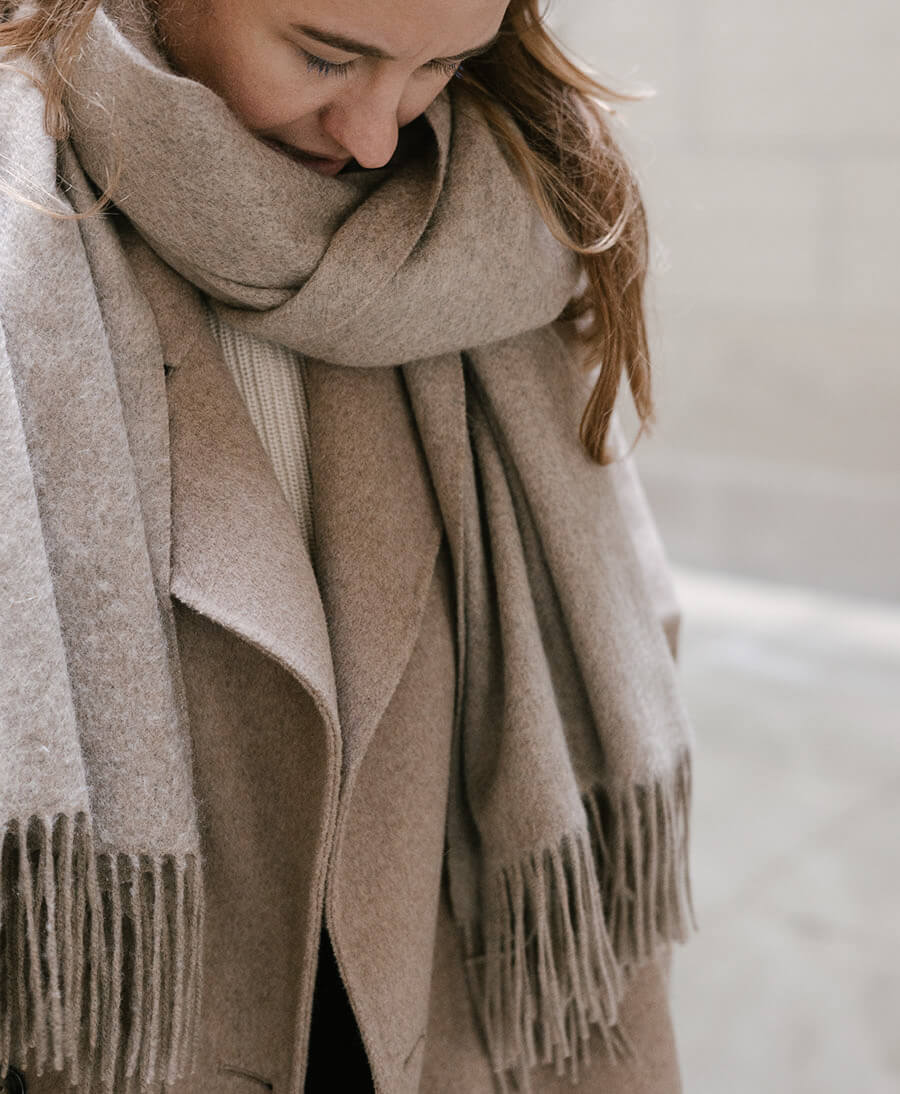 Schal / Halstuch aus Kaschmir - taupe - Oats & Rice - clomes