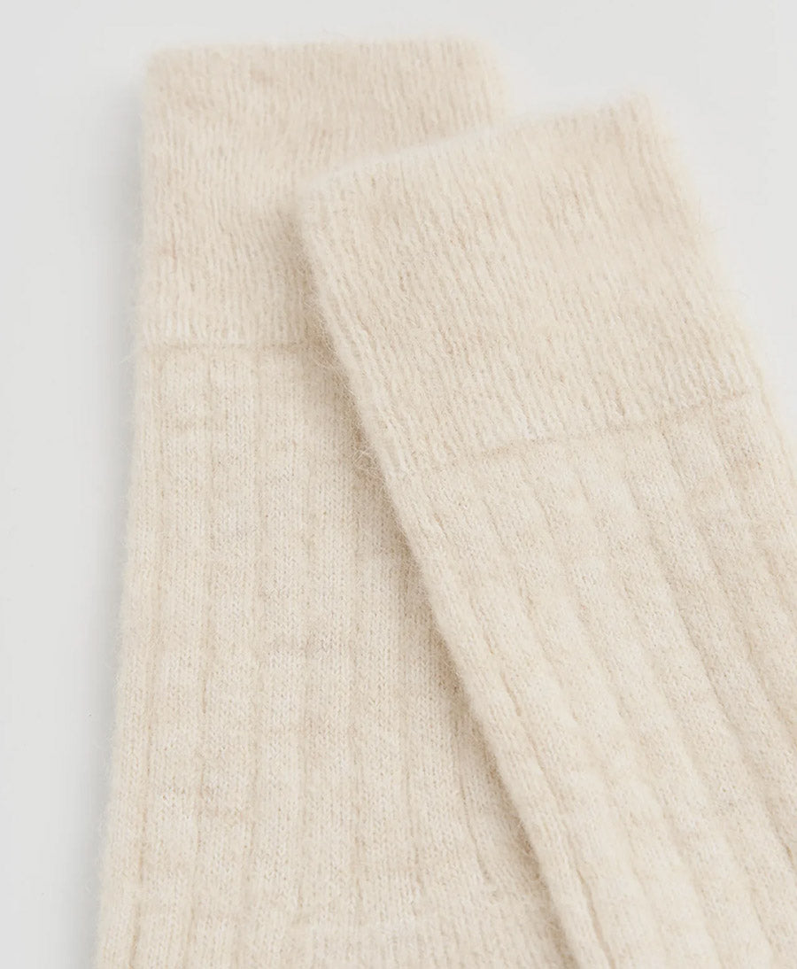 Weiche Alpaka Socken - Gerippt - Creme