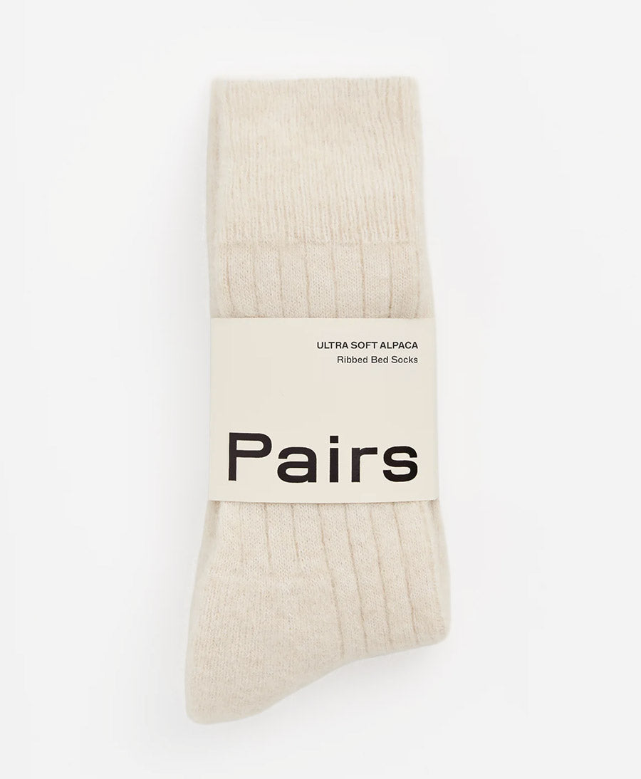 Weiche Alpaka Socken - Gerippt - Creme