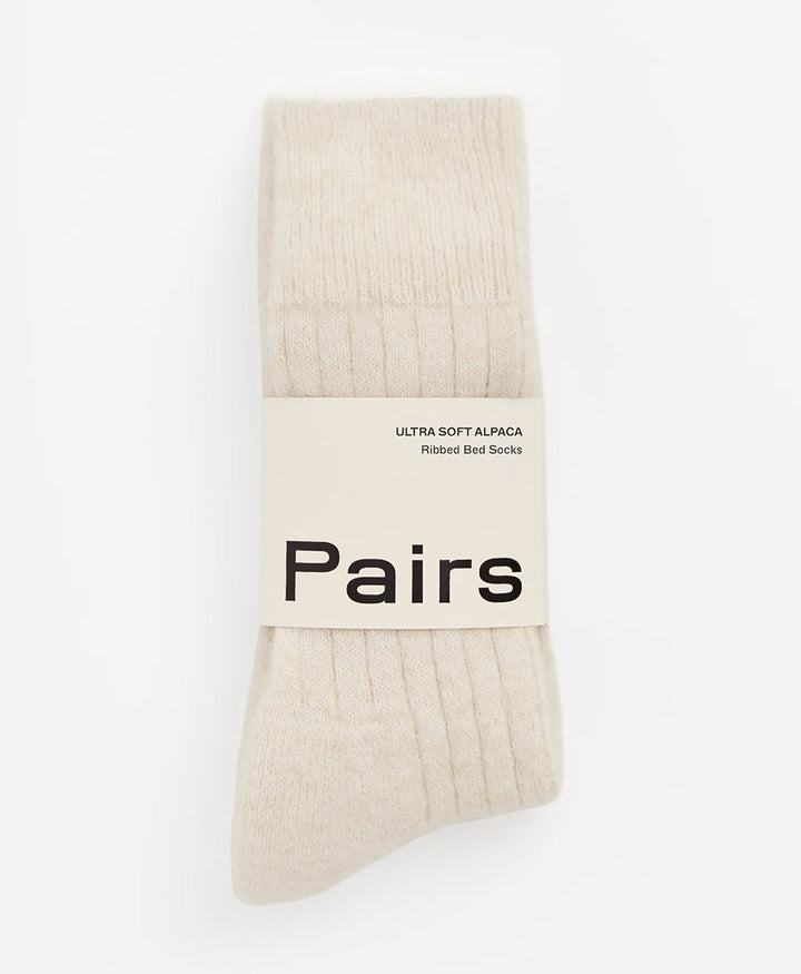 Weiche Alpaka Socken - Gerippt - Creme