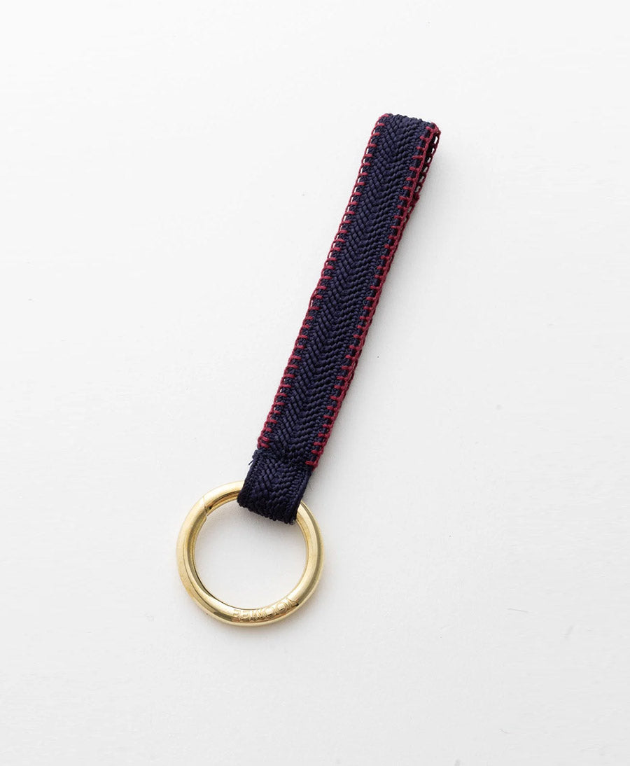 Kurzes Schlüsselband Loop mit Messing Schlüsselring - Marine