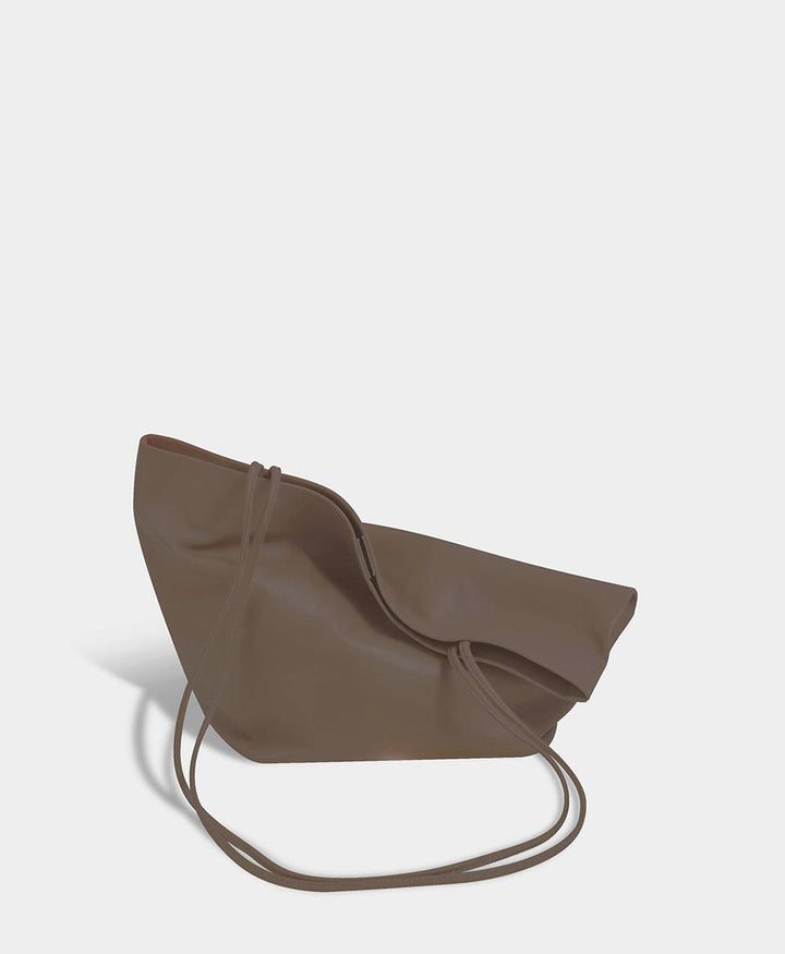 Schultertasche "Bucket" - Lammleder, Graubraun - Modern Weaving - clomes