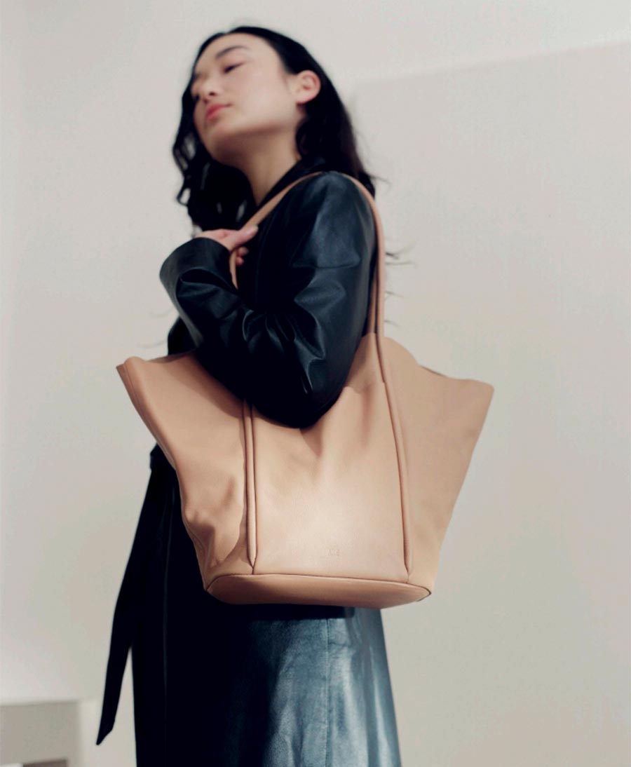 Schultertasche FAN - Leder, hellbraun - Are Studio - clomes