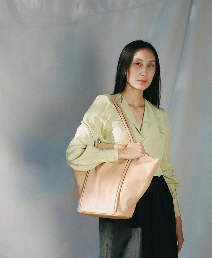 Schultertasche FAN - Leder, hellbraun - Are Studio - clomes