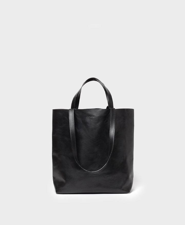 Schultertasche / Tragetasche SMALL Tote Bag aus schwarzem Leder - PARK - clomes