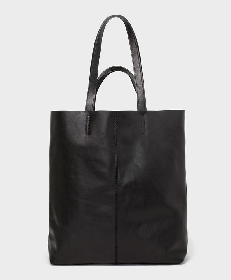 Schultertasche / Tragetasche Tote Bag aus schwarzem Leder - PARK - clomes