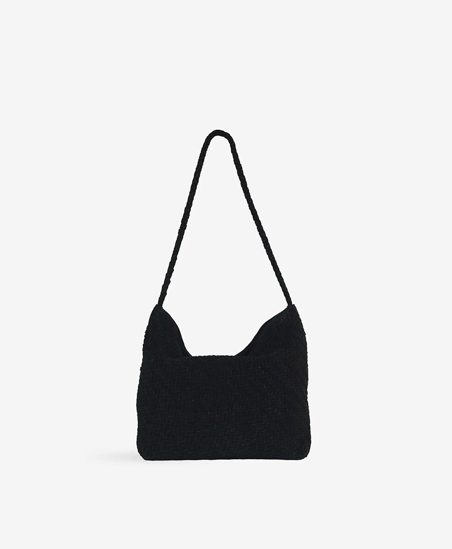 Gewebte Ledertasche "SERENA" Suede - Schwarz