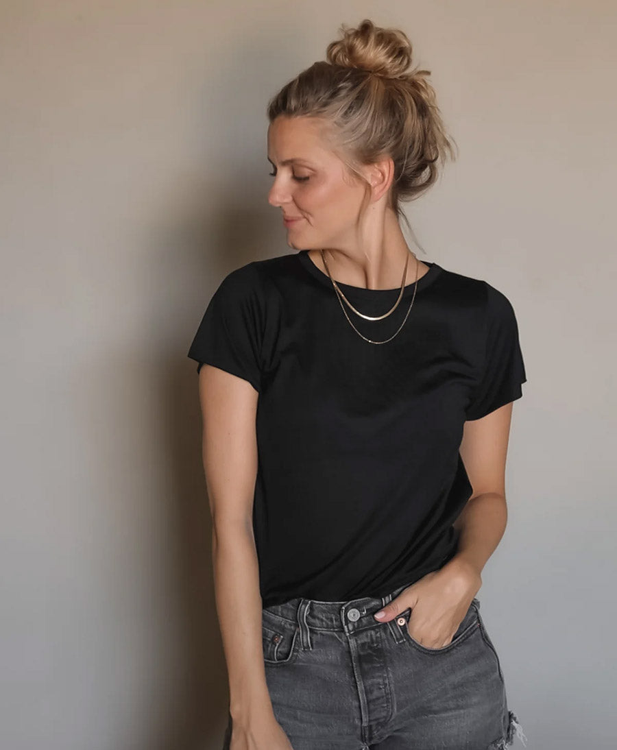 T-Shirt BALI aus Tencel - Schwarz