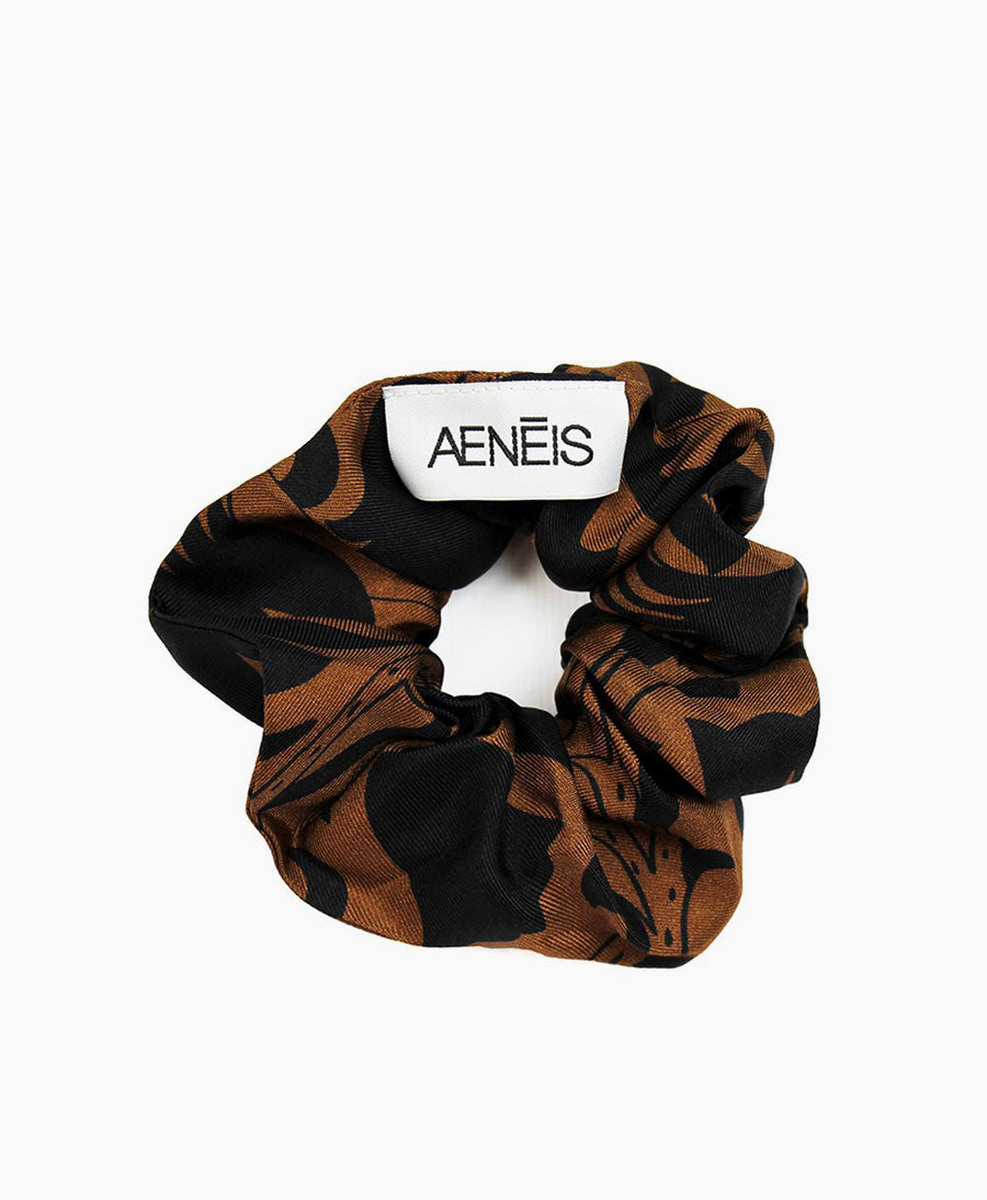 Scrunchie aus Seide "Mur Floral Silk Scrunchie" - Marron