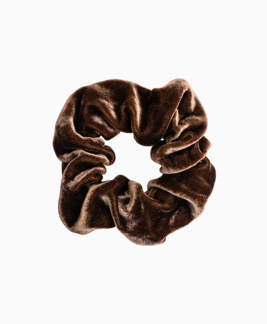 Medina Scrunchie Velvet aus Samt (Seide/Rayon) - Dunkelbraun