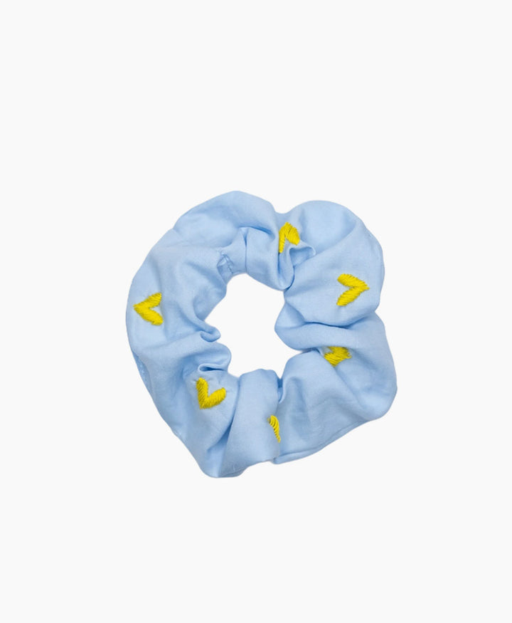 Medina Scrunchie "Hearts" aus Baumwolle - Hellblau