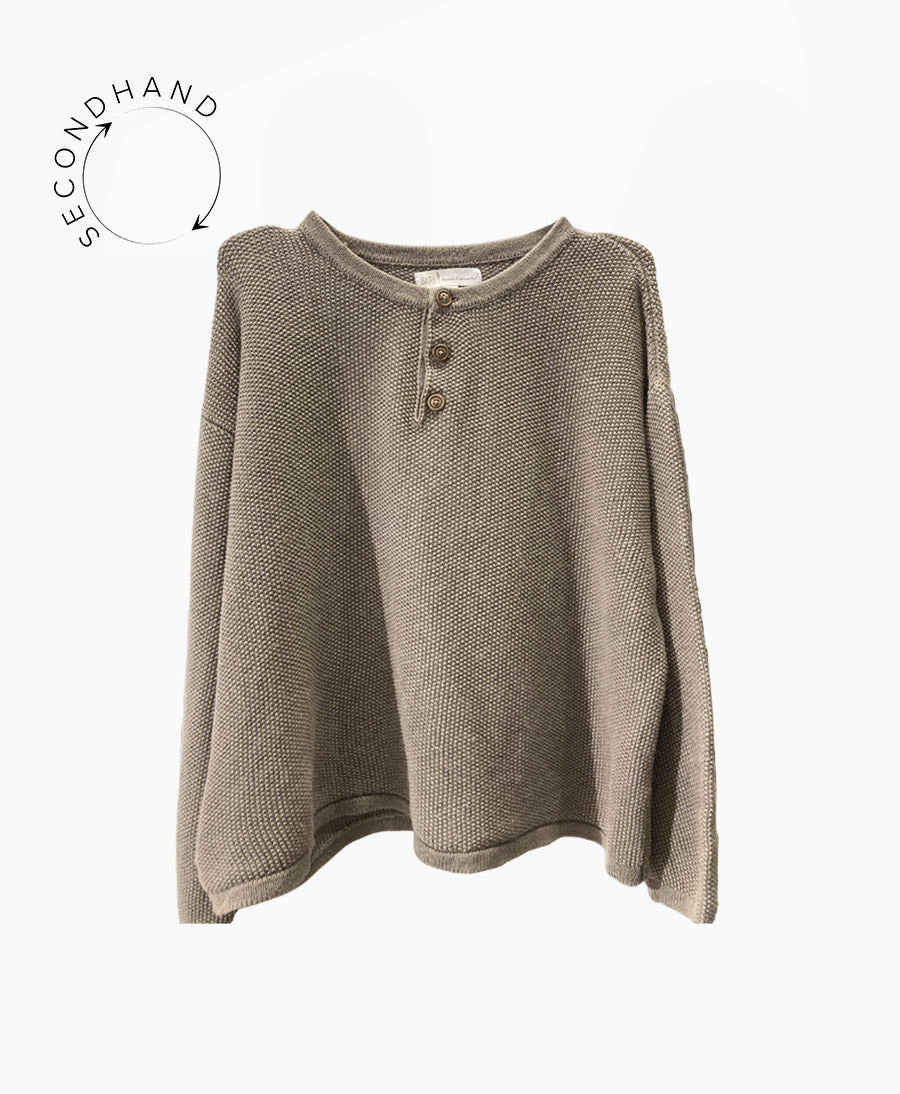 Seed Stitch Henley aus Pima - Baumwolle und Baby - Alpakawolle von BARE KNITWEAR - Secondhand - BARE Knitwear - clomes