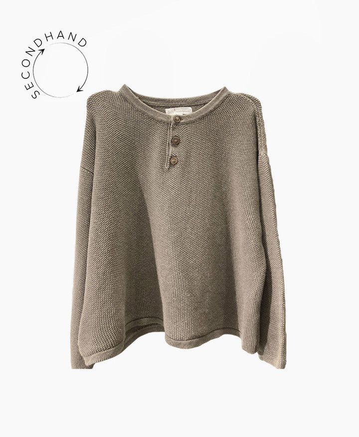 Seed Stitch Henley aus Pima - Baumwolle und Baby - Alpakawolle von BARE KNITWEAR - Secondhand - BARE Knitwear - clomes