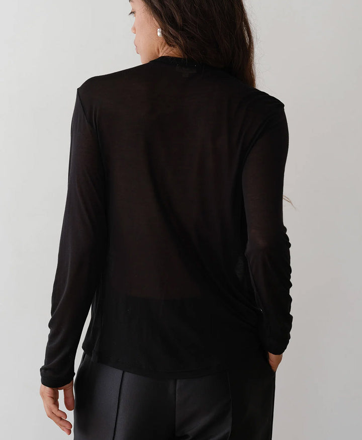 Langarm aus Modal & Seide - Jersey  - schwarz