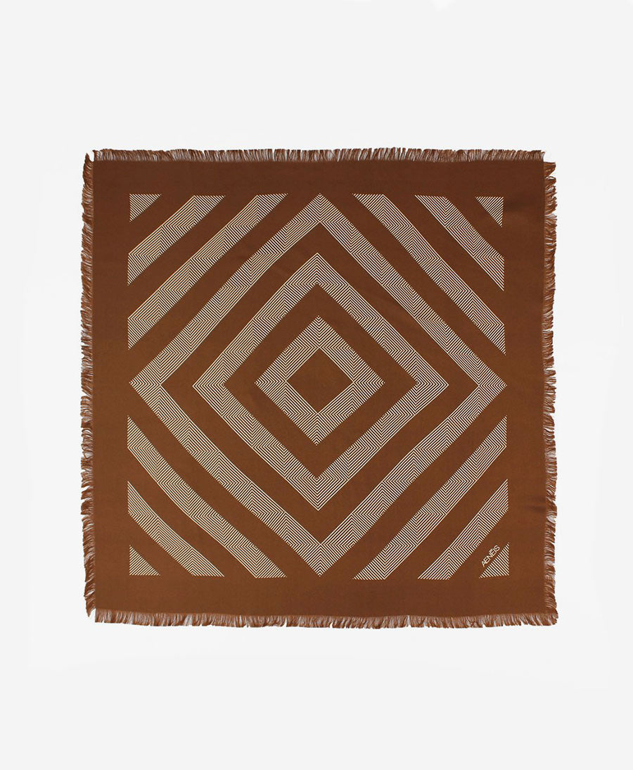 Seiden-Foulard "Geometric Mirage Silk Scarf" - Chocolate