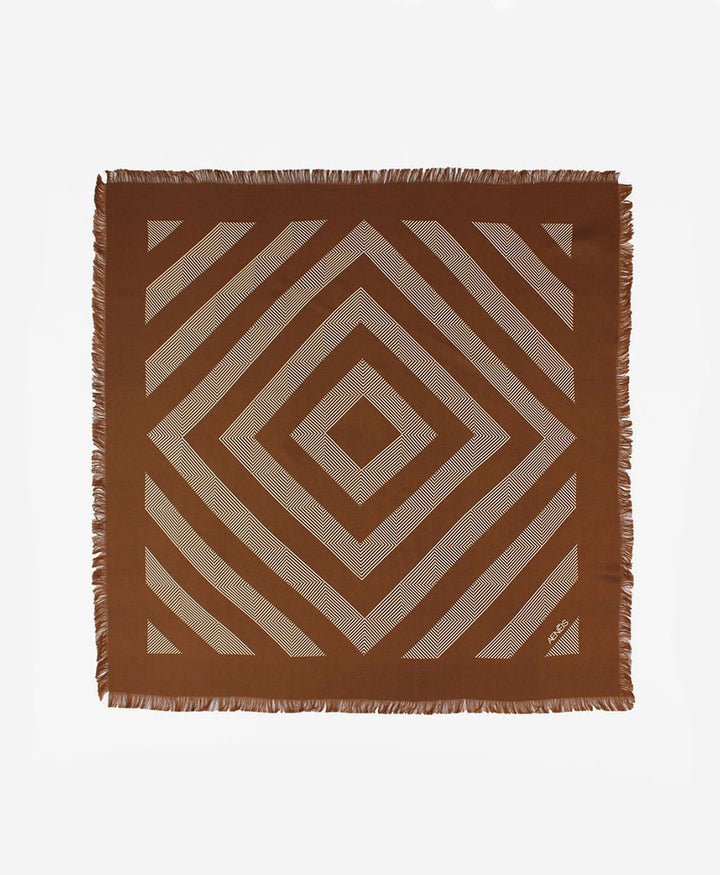 Seiden-Foulard "Geometric Mirage Silk Scarf" - Chocolate