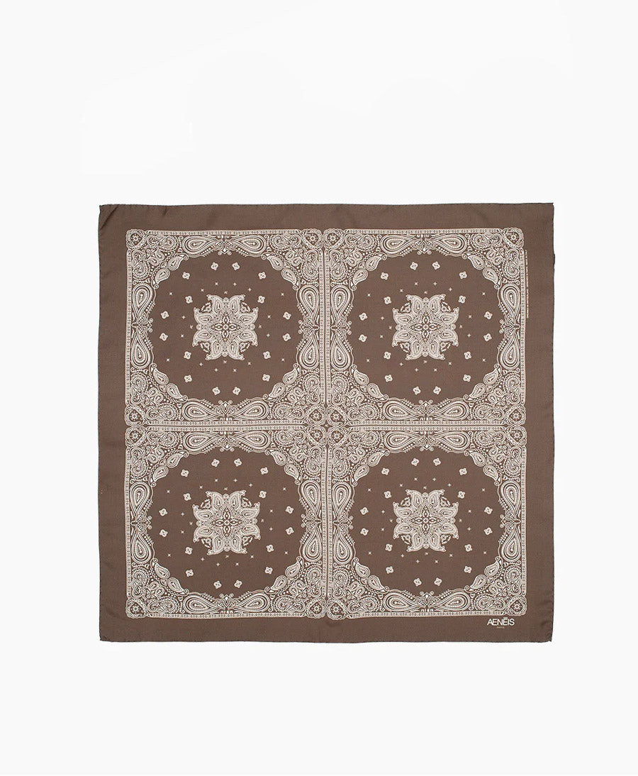 Seiden-Foulard "Minimal Bandana Silk Scarf" - Shiitake