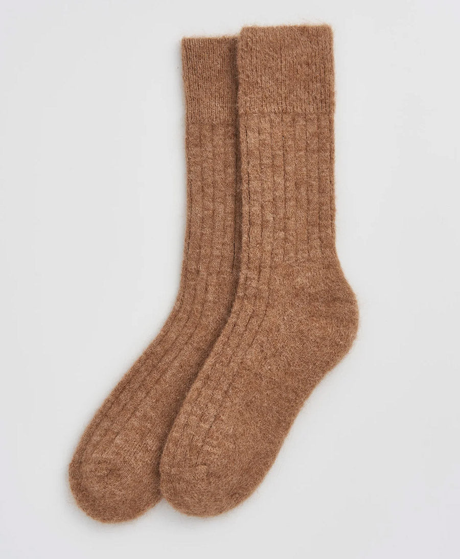 Weiche Alpaka Socken - Gerippt - Biscuit