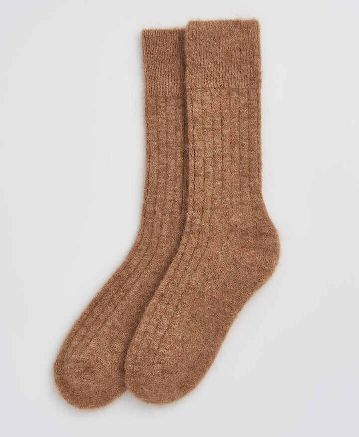 Weiche Alpaka Socken - Gerippt - Biscuit