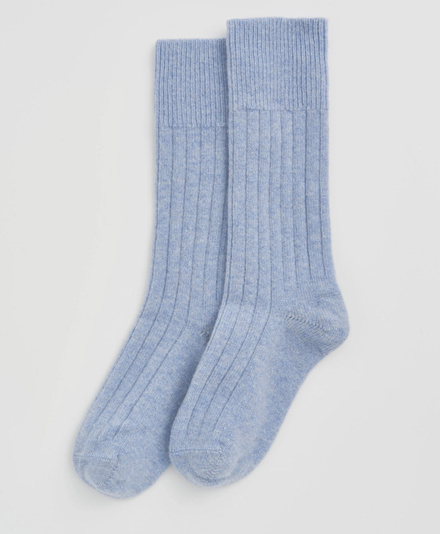 Merino Socken - Gerippt - Hellblau