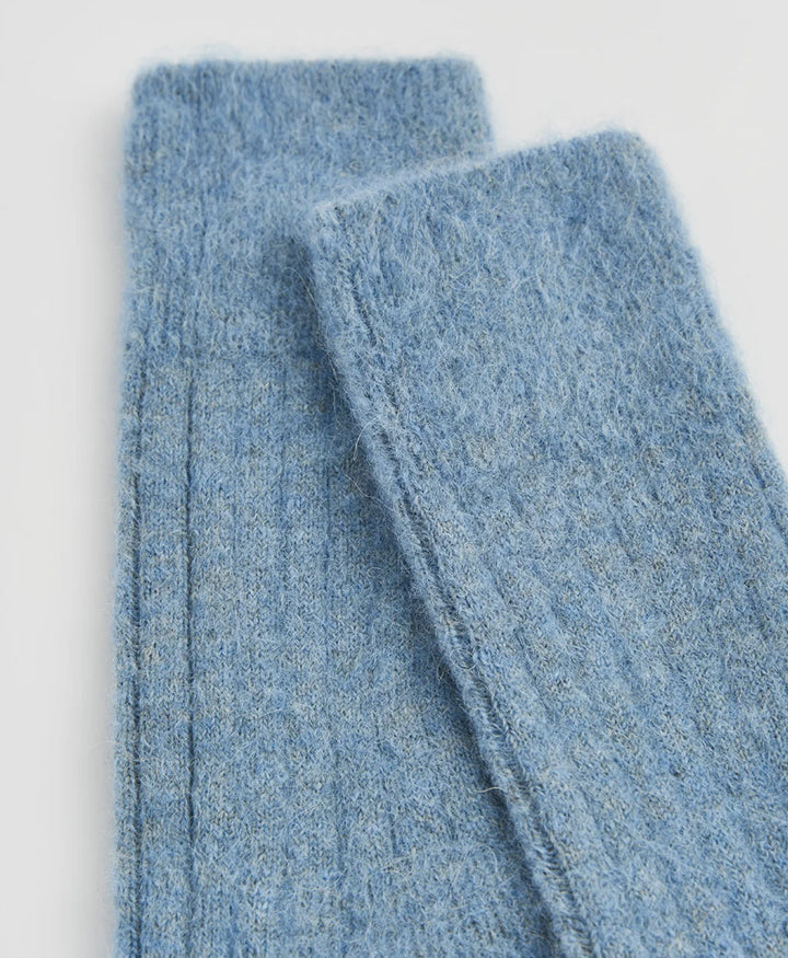Weiche Alpaka Socken - Gerippt - Hellblau