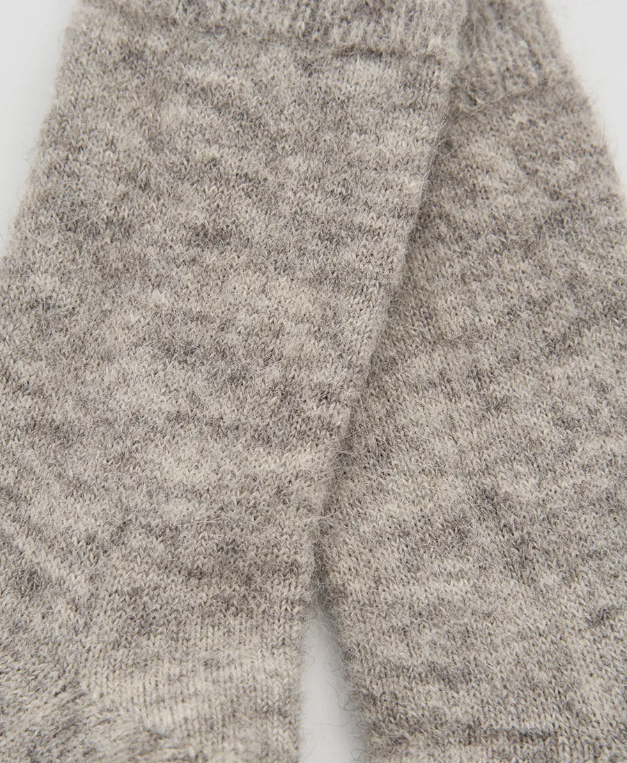Weiche Alpaka Socken - Plain - Grau meliert